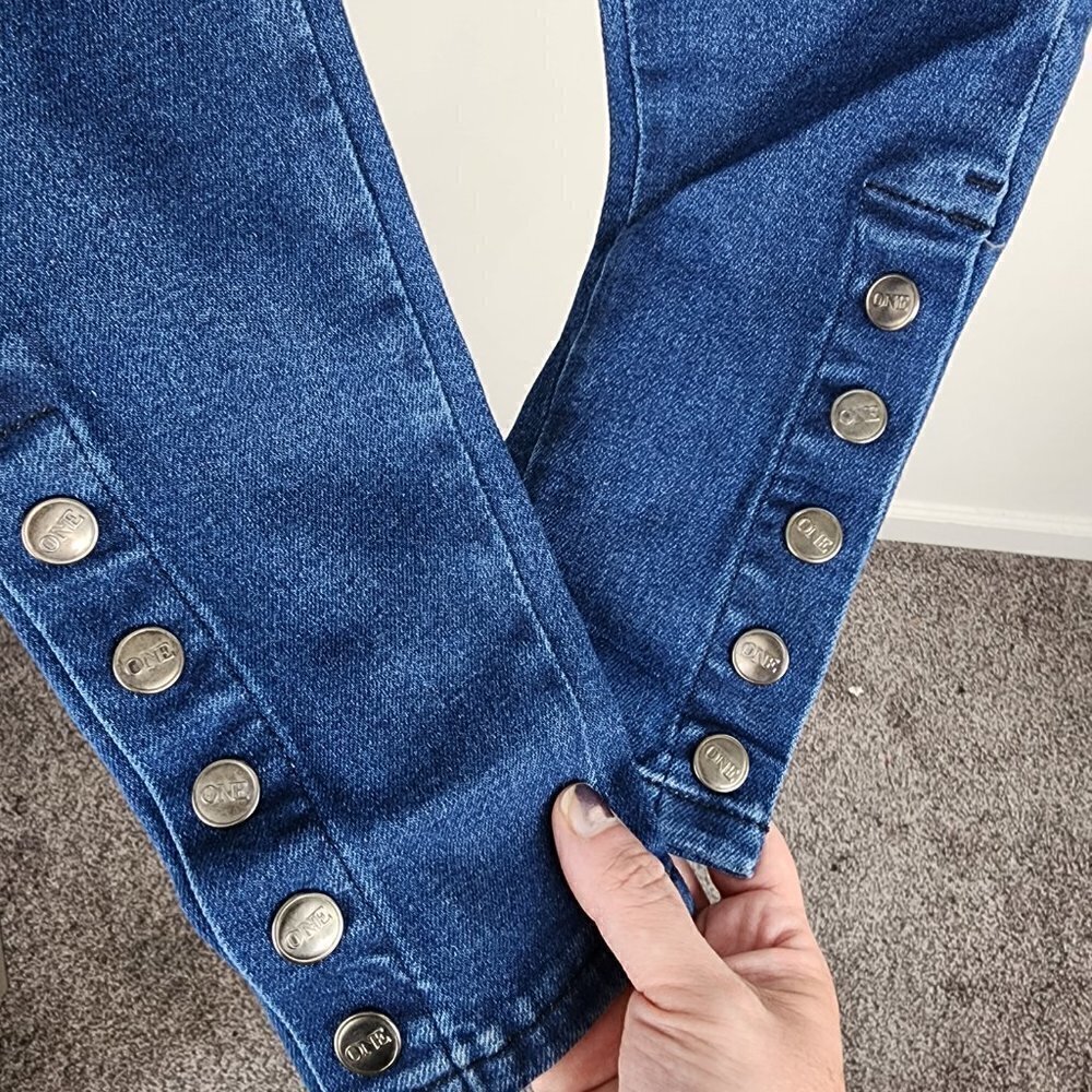 NWT One Teaspoon Preachers High Waist Organic Cotton Snap Cuff Jean Indigo Sz 24 - Picture 9 of 15